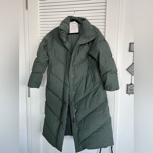 Aritzia Wilfred Puffer Cloud Puff Long Smoky Emerald Green